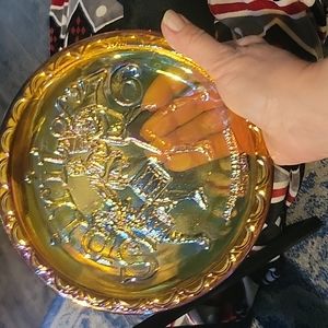 Carnival Glass,Indiana Glass Co.,Spirit of '76 Bicentennial  Plate,EUC